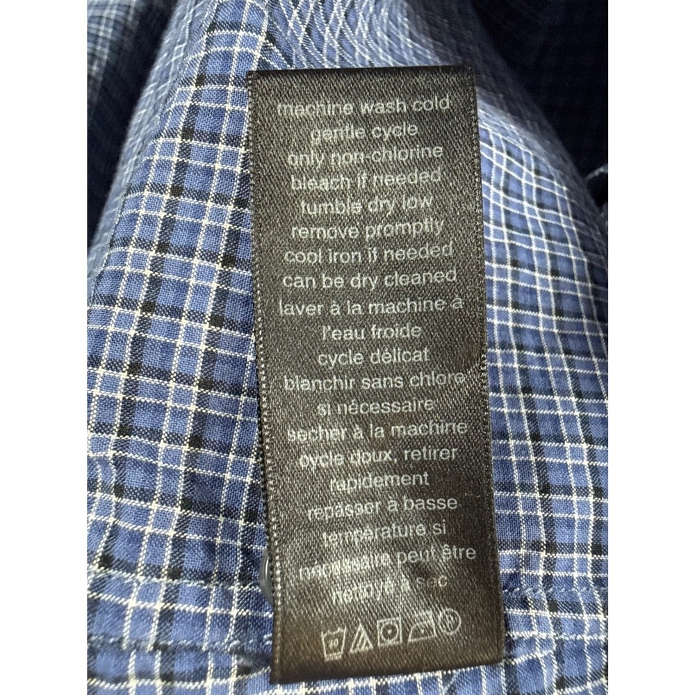 John Varvatos USA Blue Micro‎ Check Long Sleeve Button Down Career Shirt Mens L - Picture 9 of 10
